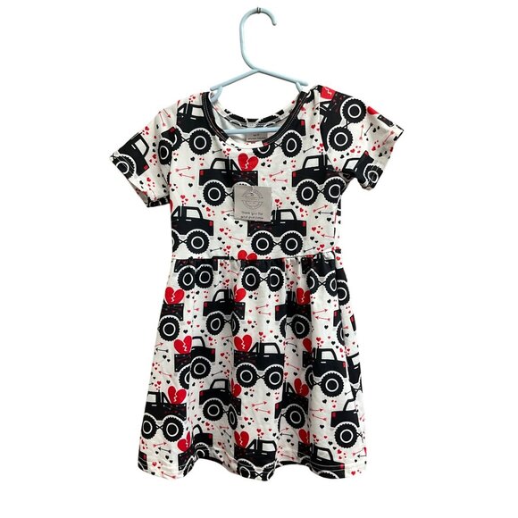 Monster Heart Truck Dress Short Sleeve 2T - Picture 1 of 3